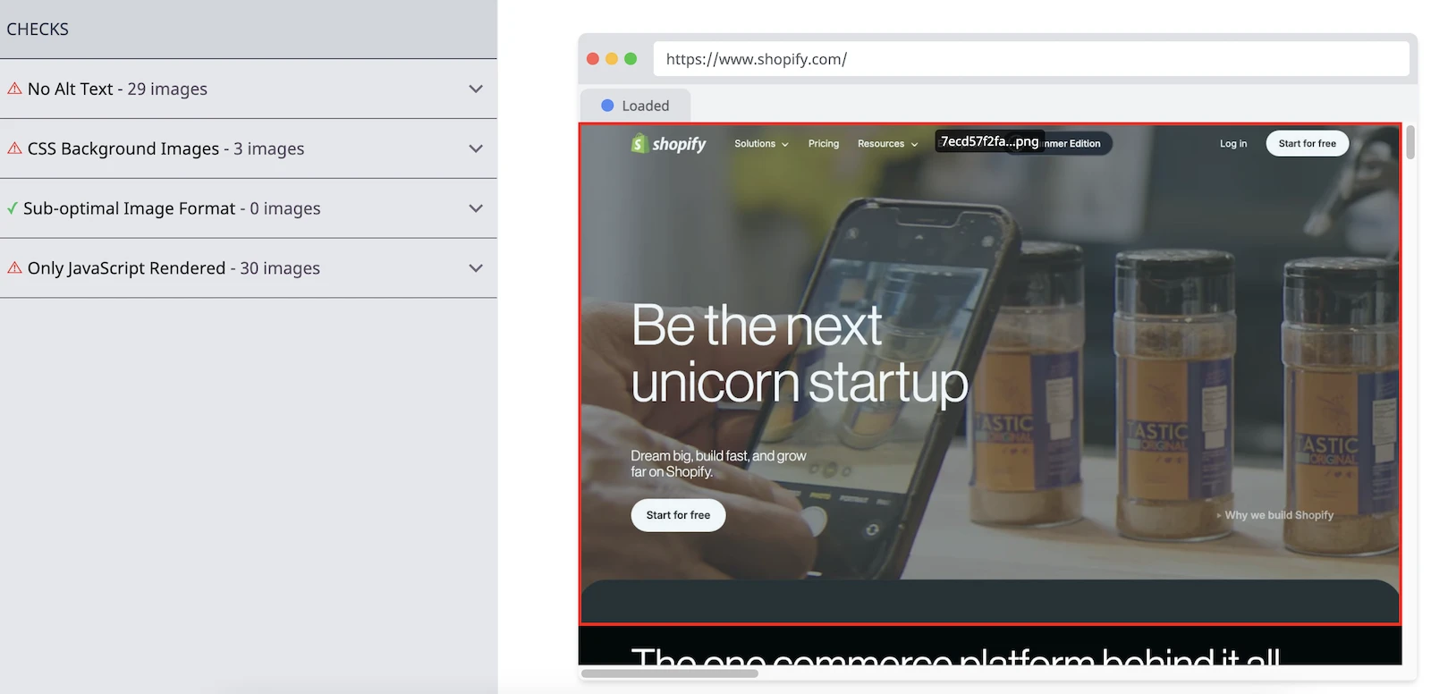 Screenshot of Image SEO Checker